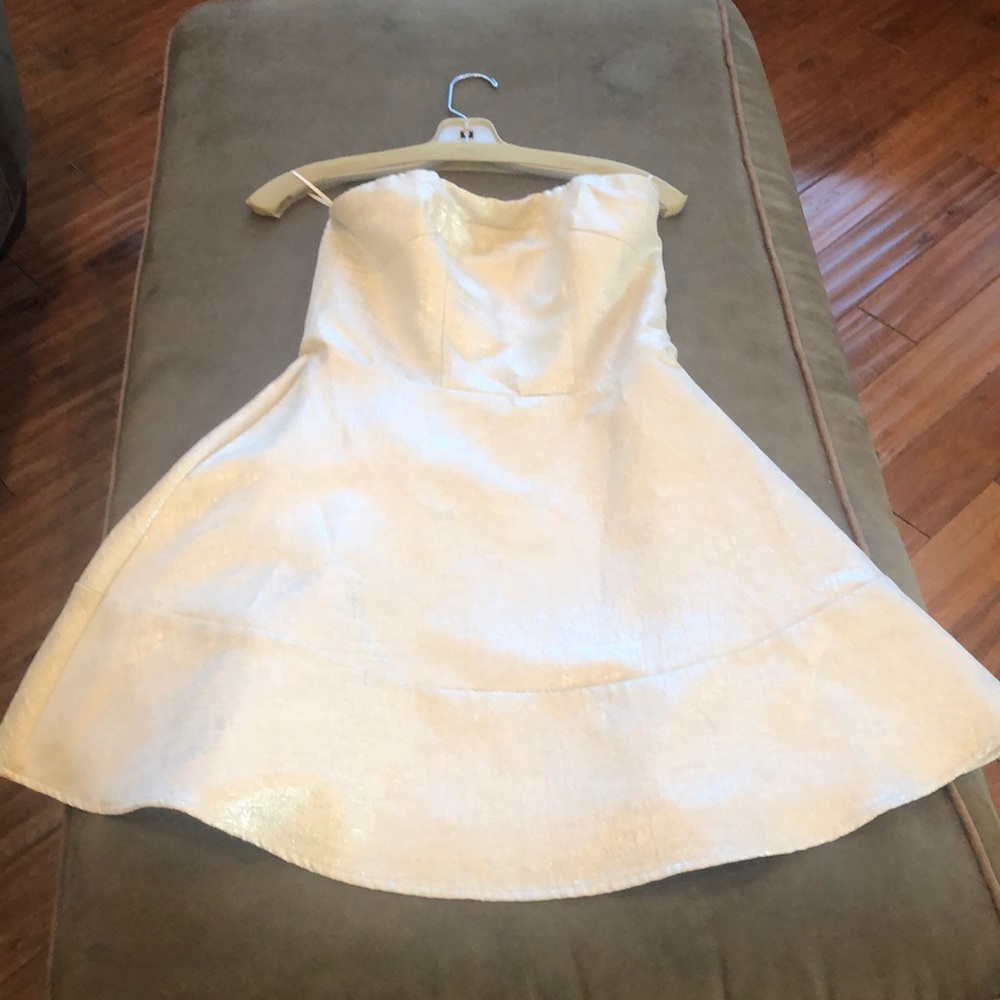 Strapless gold and cream dress from Express